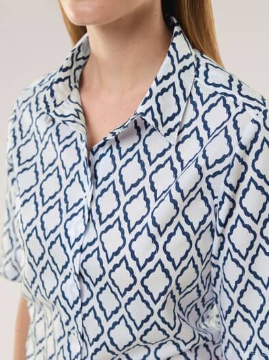 Extraglatt-Hemdbluse Everyday 2.0 Ornament Marine