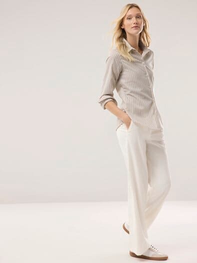 Extraglatt-Hemdbluse Everyday 2.0 Streifen Sand