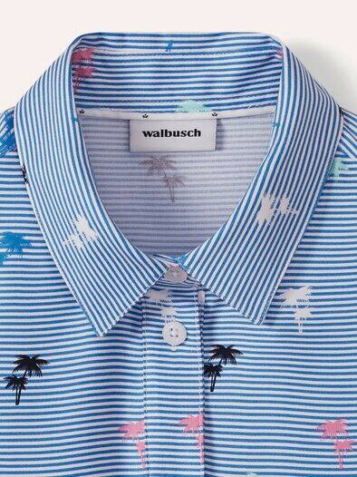 Polo Bluse aus Viskose Palmendruck