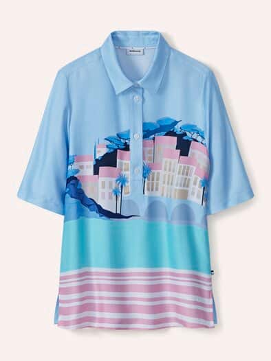 Polo Bluse aus Viskose Druck