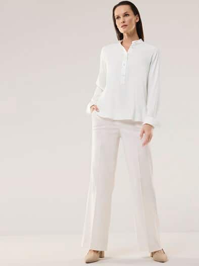 Polo Bluse aus Seide Offwhite