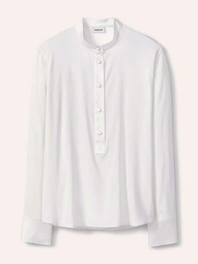 Polo Bluse aus Seide Offwhite