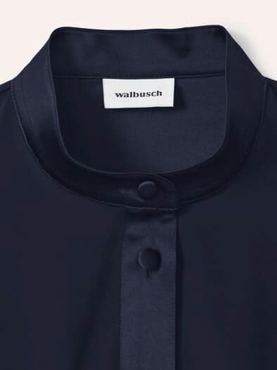 Polo Bluse aus Seide Nachtblau