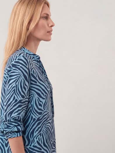 Shirtbluse aus Baumwollmix Smokey Blue