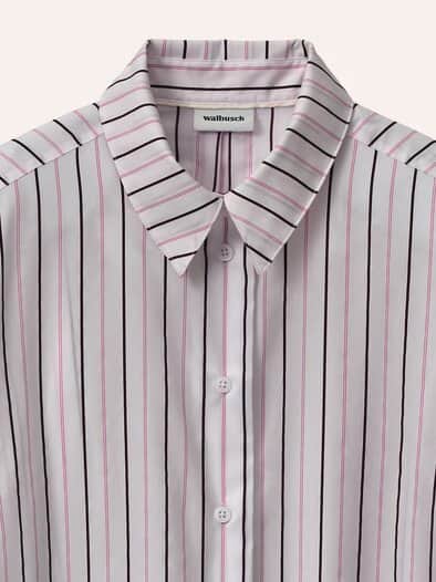 Hemdbluse aus Baumwolle gestreift Rosenholz