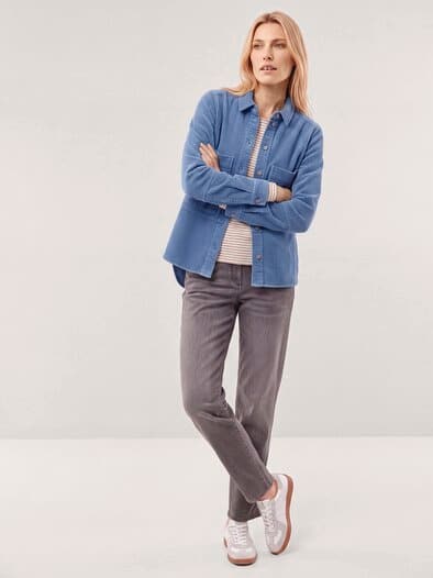 Blusenjacke aus Strukturcord Smokey Blue
