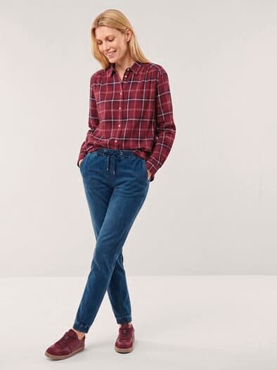 Hemdbluse aus Strukturflanell Kariert Rot