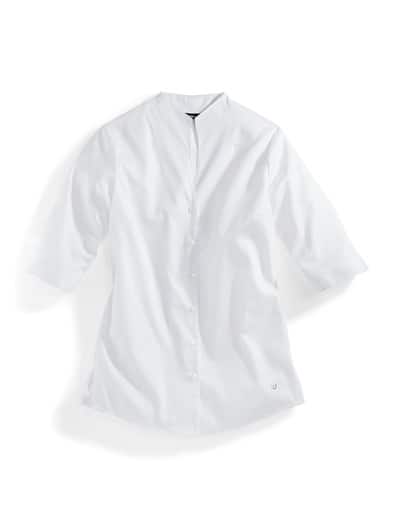 Extraglatt-Bluse Kelchkragen Weiß