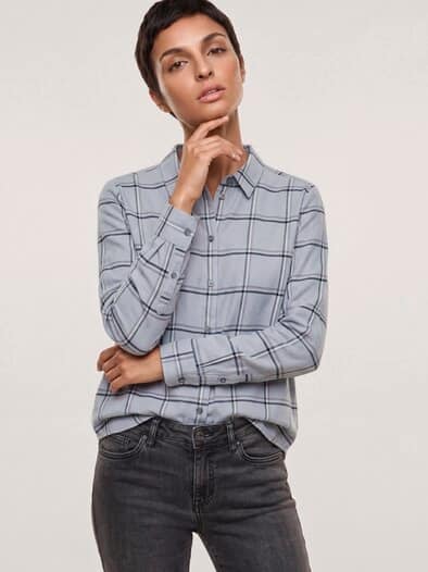 Hemdbluse aus Softflanell Kariert Graumelange