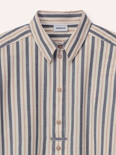Bluse aus Polar-Flanell Streifen Nachtblau