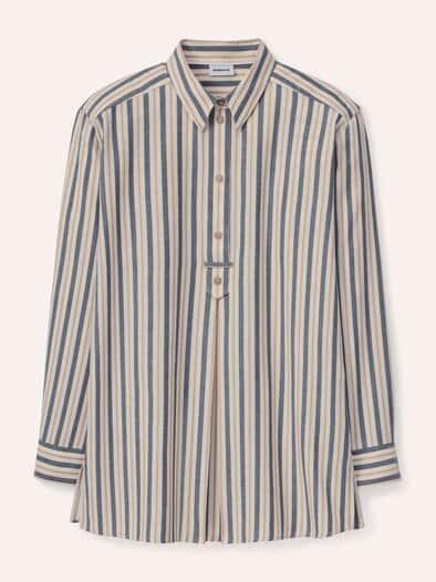 Bluse aus Polar-Flanell Streifen Nachtblau
