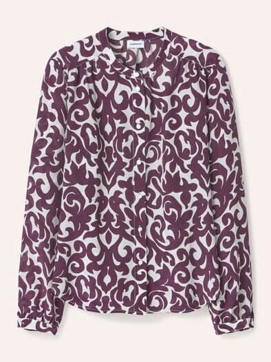 Bluse mit Seide Druck Cassis
