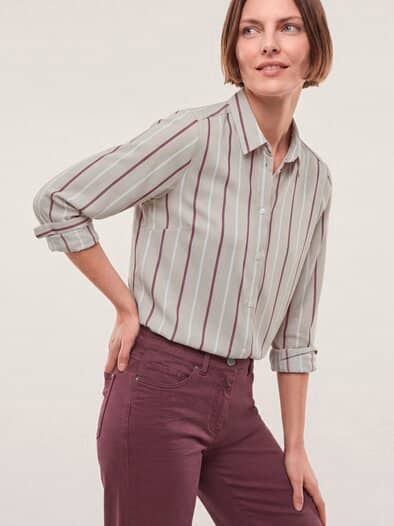 Extraglatt-Hemdbluse Everyday 2.0 Streifen Kitt