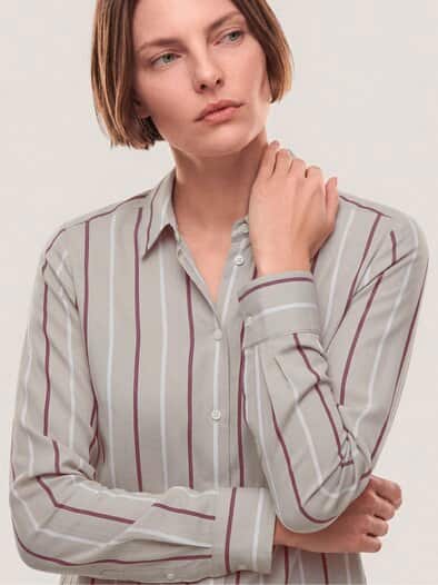 Extraglatt-Hemdbluse Everyday 2.0 Streifen Kitt