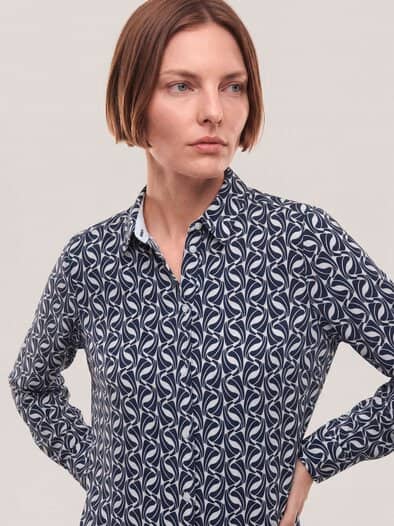 Extraglatt-Hemdbluse Everyday 2.0 Druck Marine