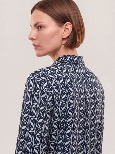 Extraglatt-Hemdbluse Everyday 2.0 Druck Marine