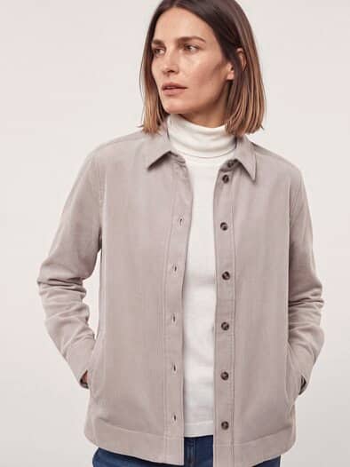 Two-Tone Cord Bluse Boxi Hell Praline