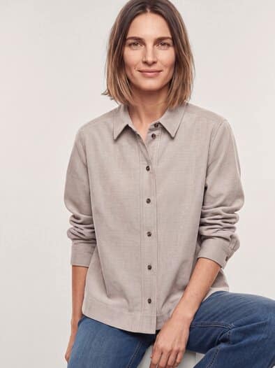 Two-Tone Cord Bluse Boxi Hell Praline