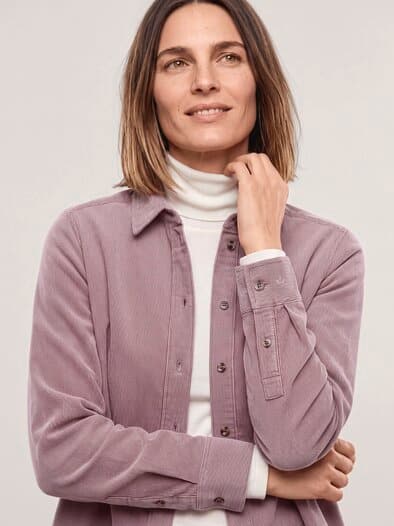 Two-Tone Cord Bluse Boxi Hell Ziegelrot