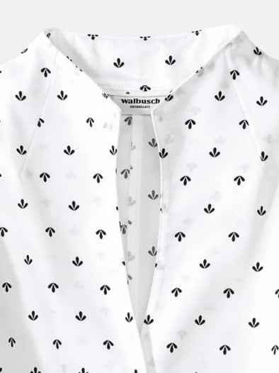 Extraglatt-Bluse Kelchkragen Minimal Weiß Marine