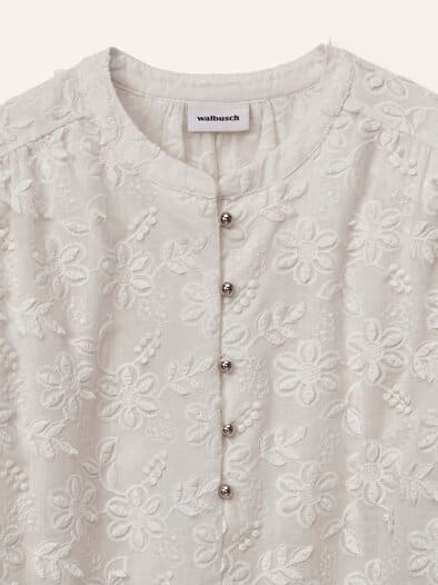 Bluse mit Blütenstickerei Offwhite
