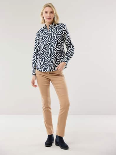 Thermo-Flanell-Hemdbluse Grafik Marine/Offwhite