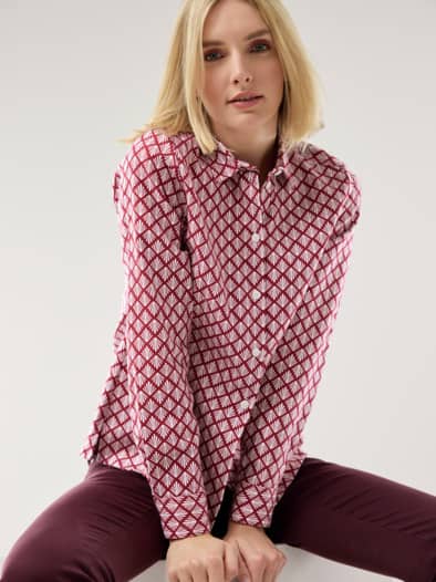 Thermo-Flanell-Hemdbluse Minimal Chianti/Offwhite