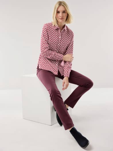 Thermo-Flanell-Hemdbluse Minimal Chianti/Offwhite