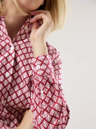 Thermo-Flanell-Hemdbluse Minimal Chianti/Offwhite