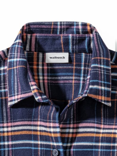 Thermoflanell-Hemdbluse Karo Marine