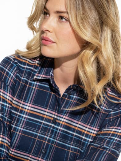 Thermoflanell-Hemdbluse Karo Marine