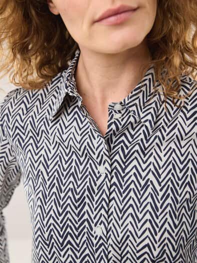 Hemdbluse aus Baumwolle Dessin Fischgrat