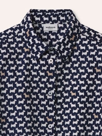 Extraglatt Baumwoll-Bluse Scotch Terrier Marine