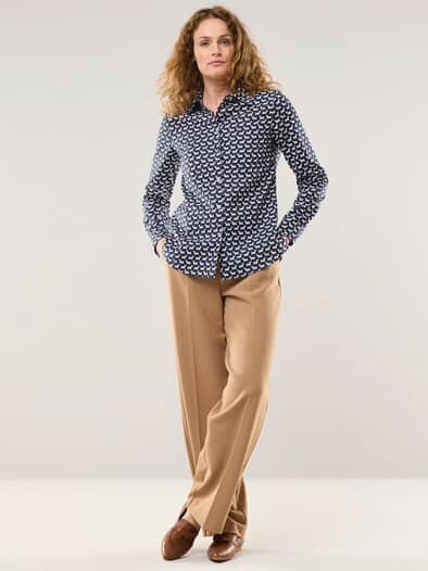 Extraglatt Baumwoll-Bluse Scotch Terrier Marine