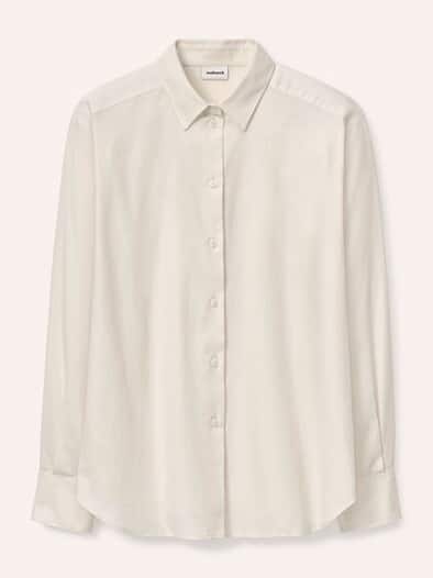 Hemdbluse aus Thermoflanell Uni Creme