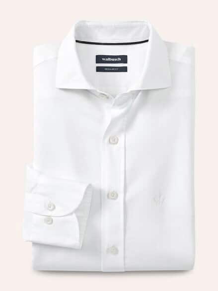 Leinen-Mix Hemd mit Haifischkragen Weiß