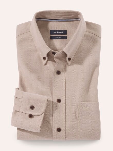 Flanell-Hemd aus Baumwolle Camel