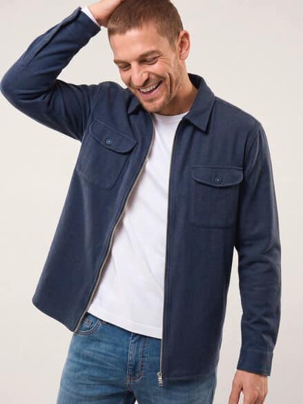 Flanell-Hemd mit Reißverschluss Marine