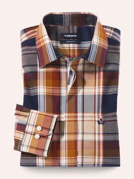 Extraglatt-Hemd Zip & Go Karo Bordeaux