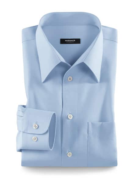 Extraglatt-Hemd Walbusch-Kragen Hellblau