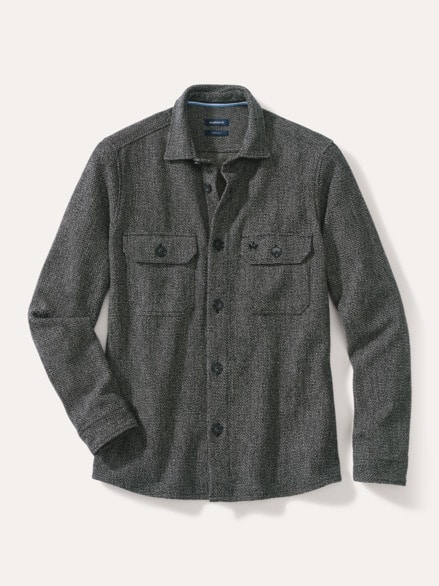 Hemd-Jacke Woll-Mix Schwarz/Weiß