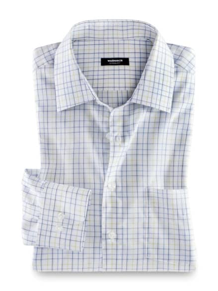 Extraglatt-Hemd Kent-Kragen Karo Weiß/Gelb Extraglatt-Hemd Kent-Kragen Karo Weiß/Gelb