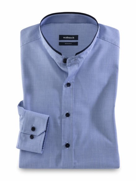 Extraglatt-Stehkragen-Hemd Minivichy Blau