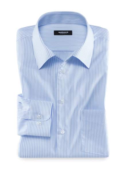 Extraglatt-Hemd Walbusch-Kragen Römerstreifen Hellblau Extraglatt-Hemd Walbusch-Kragen Römerstreifen Hellblau