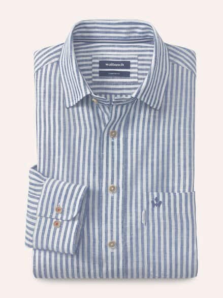 Pures Leinen Hemd Streifen Marine