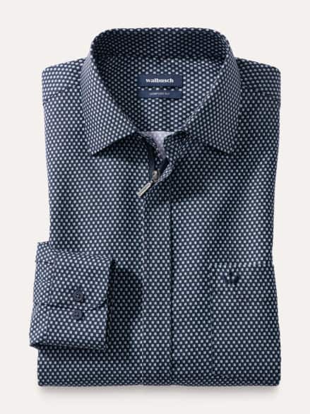 Extraglatt-Hemd Zip & Go Druck Marine