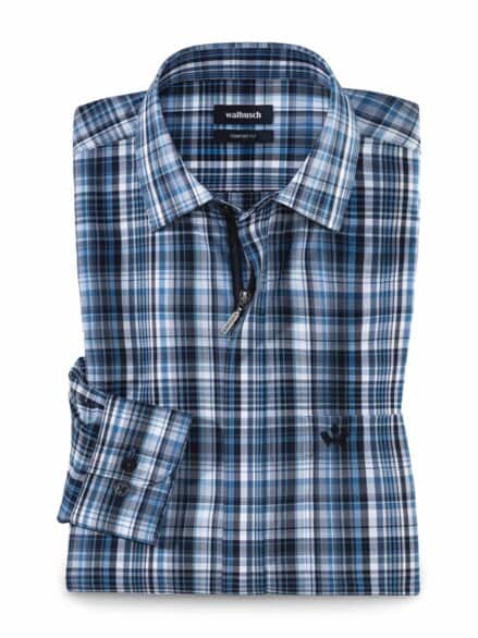 Extraglatt-Hemd Zip & Go Karo Marine