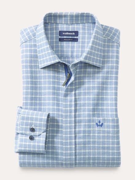 Soft-Flanell-Hemd Zip & Go Karo Blau