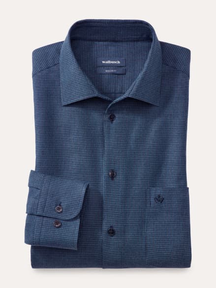 Premium-Flanell Hemd Uni Marine