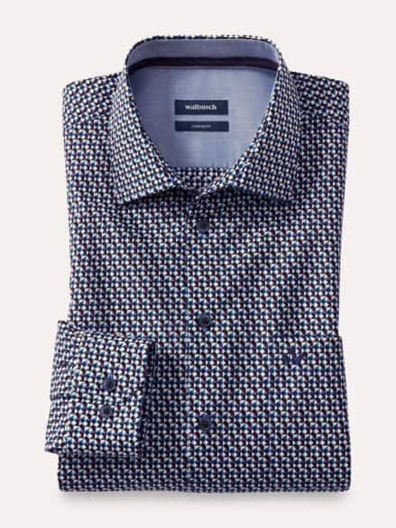 Extraglatt-Hemd Herbstlaub Druck Marine Extraglatt-Hemd Herbstlaub Druck Marine